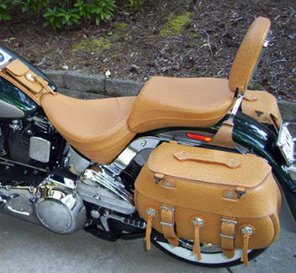 Everrich 1 Pair Motorcycle Saddle Bag Set Medium Waterproof Insulated PU Leather Side Bag for Harley Sportster Softail Honda Suzuki Yamaha Cruiser 