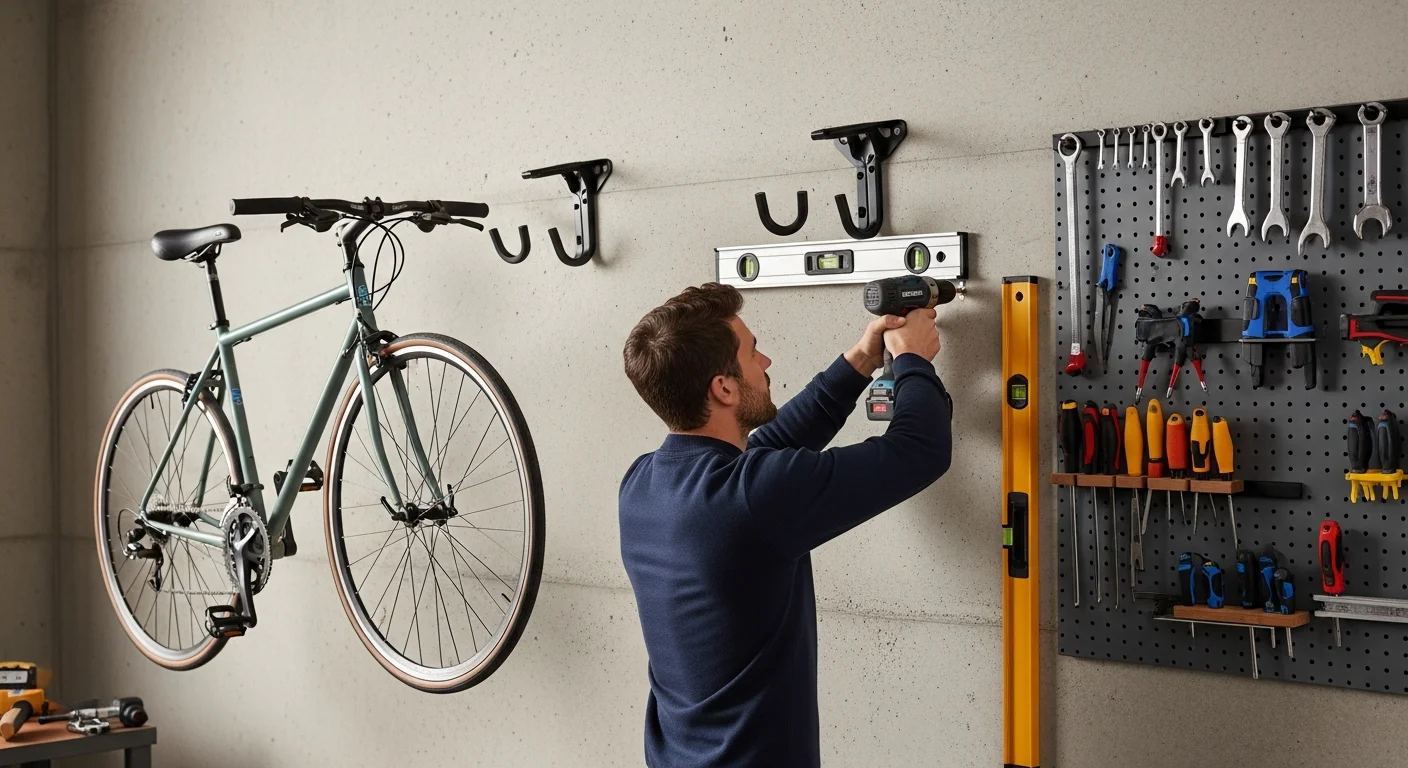 Installation d'un support mural pour vélo dans un garage