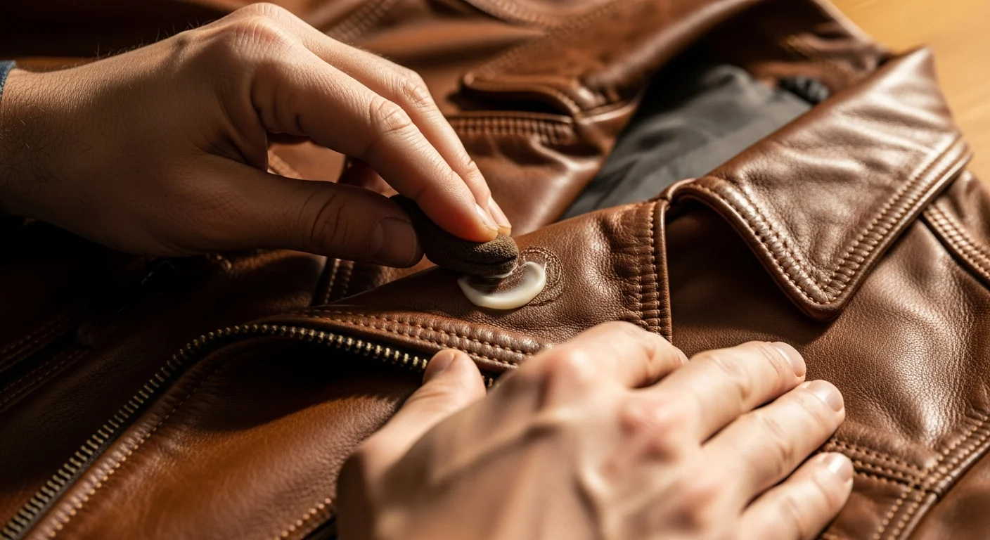Entretien d'un blouson cuir moto avec un produit nourrissant