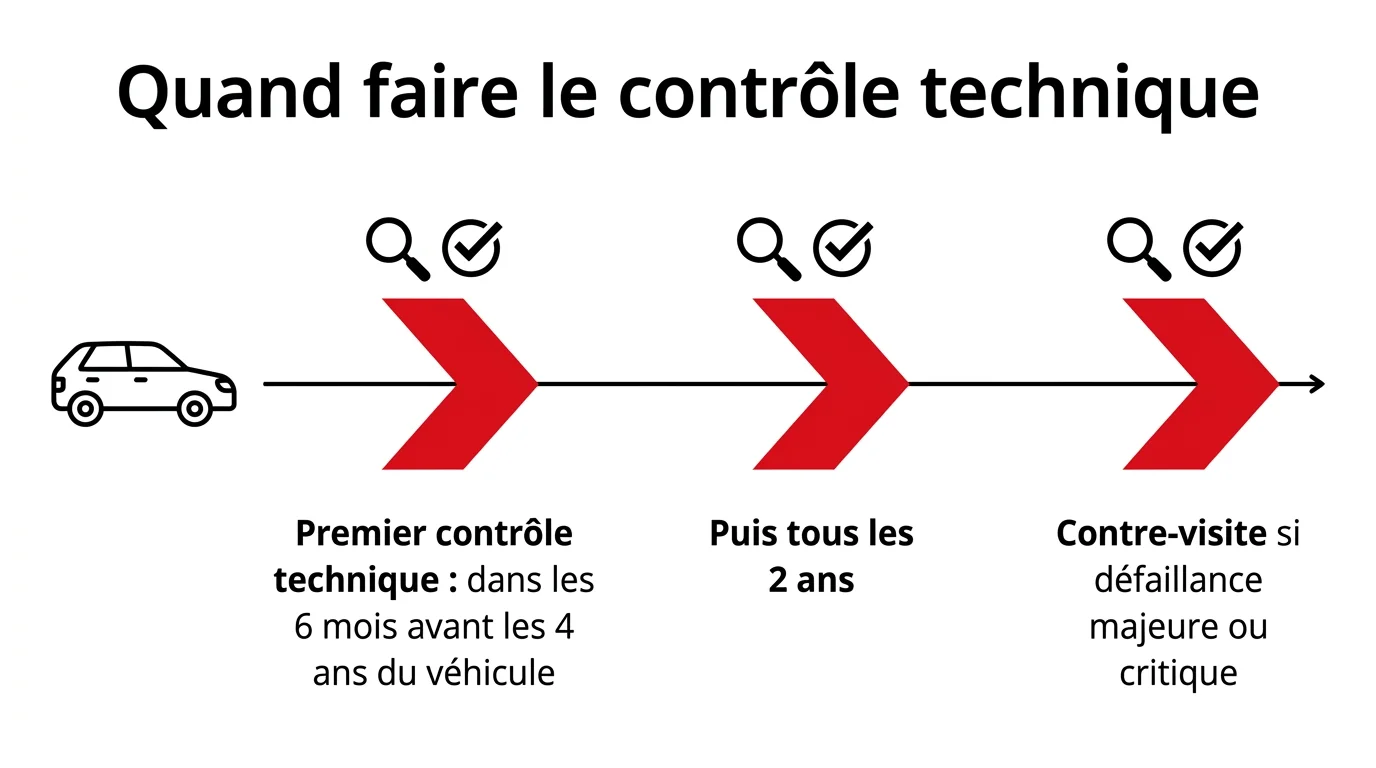 Periodicite du controle technique d'une voiture : premier controle avant les 4 ans puis tous les 2 ans