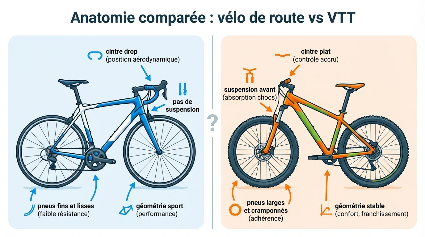 Anatomie comparée : vélo de route vs VTT