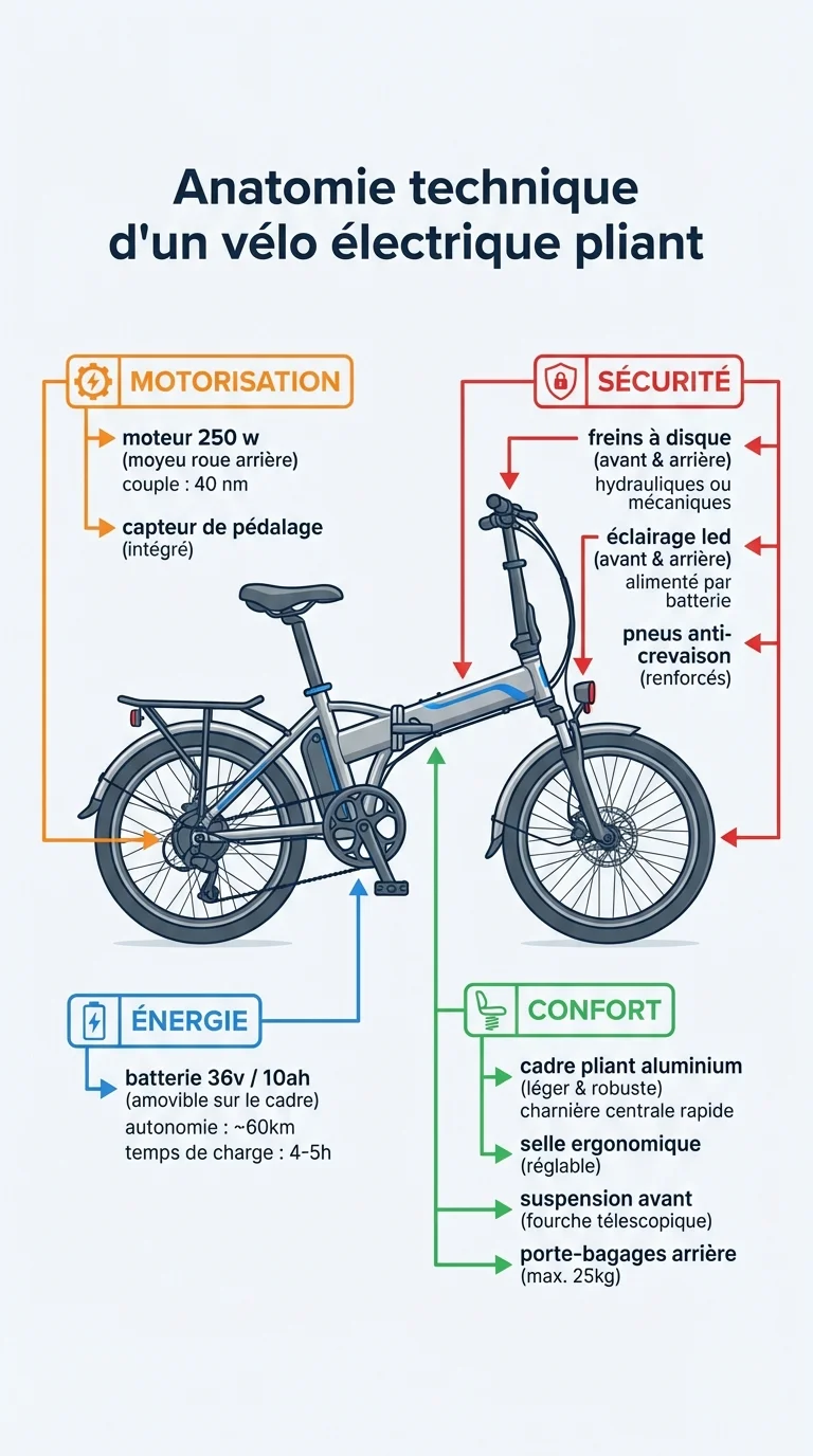 Anatomie technique d'un vélo électrique pliant