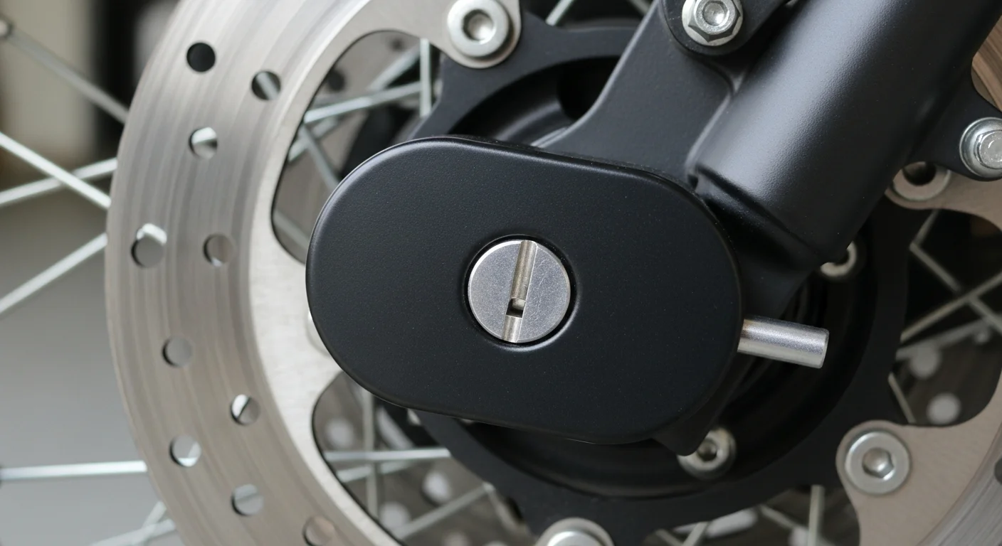 Bloque-disque installé sur le disque de frein d'une moto stationnée