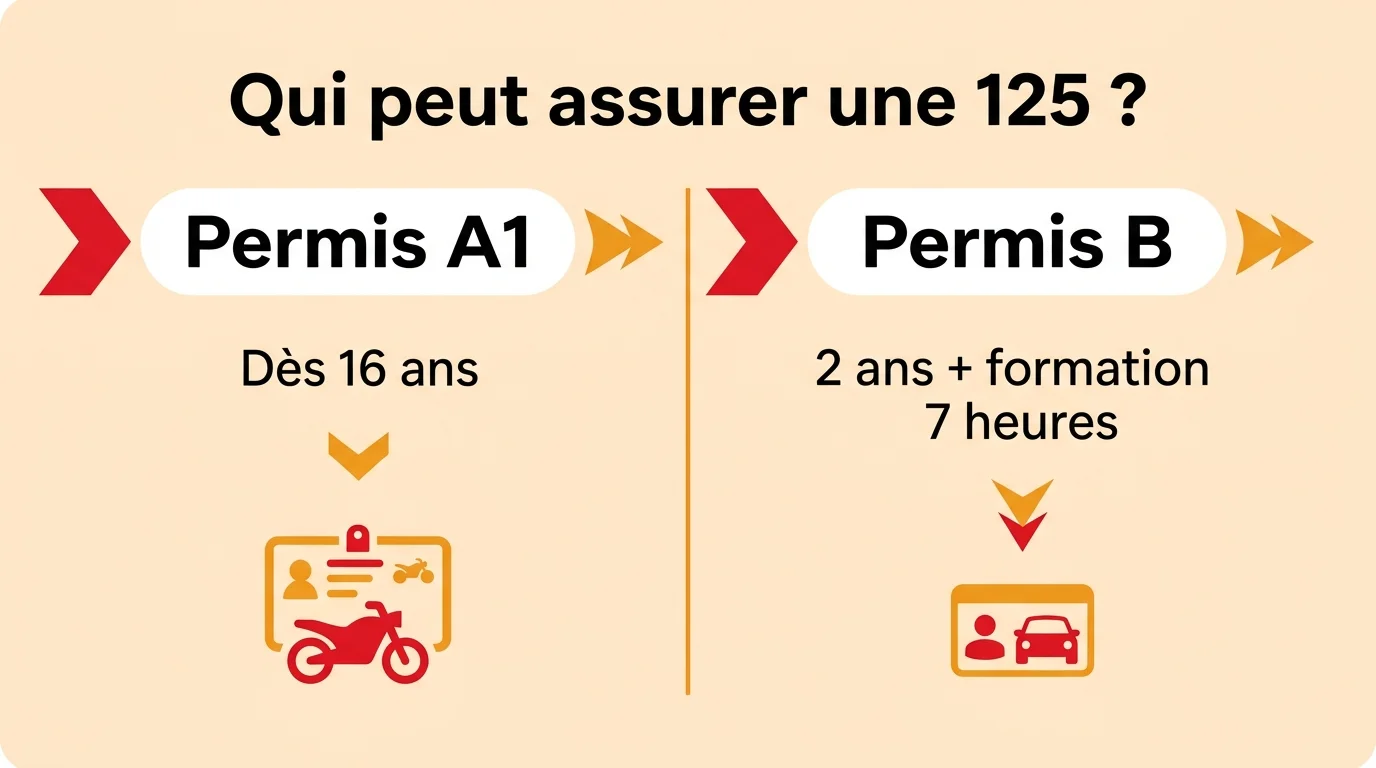Qui peut assurer une 125 : permis A1 dès 16 ans ou permis B avec formation de 7 heures