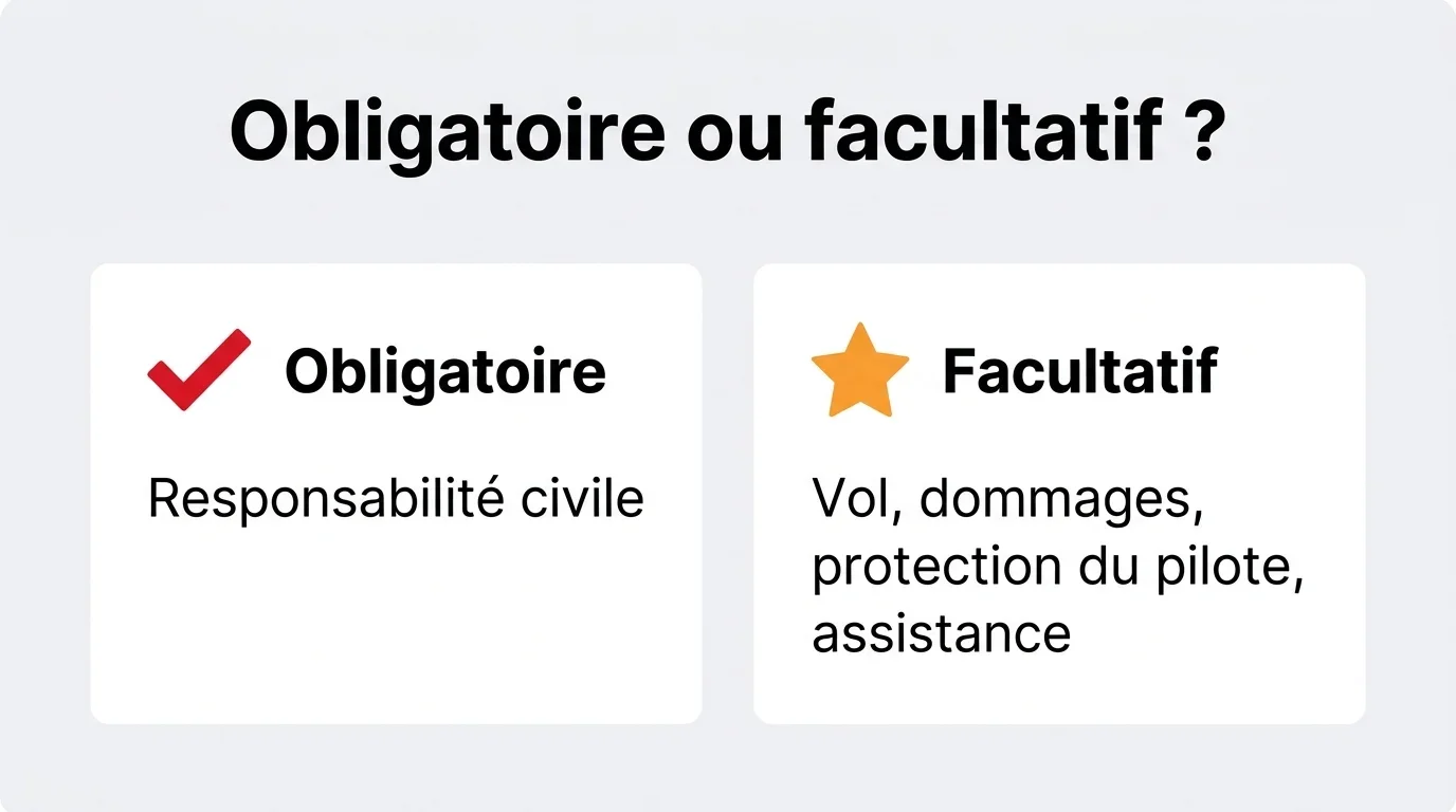 Garanties d'assurance 125 obligatoires et facultatives : responsabilité civile, vol, dommages, protection du pilote, assistance