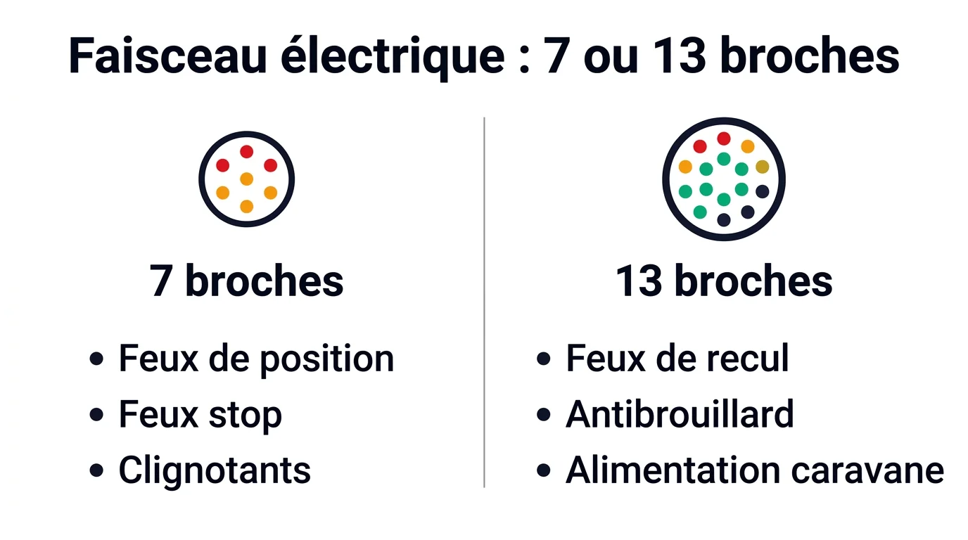 Faisceau électrique d'attelage : différences entre 7 et 13 broches