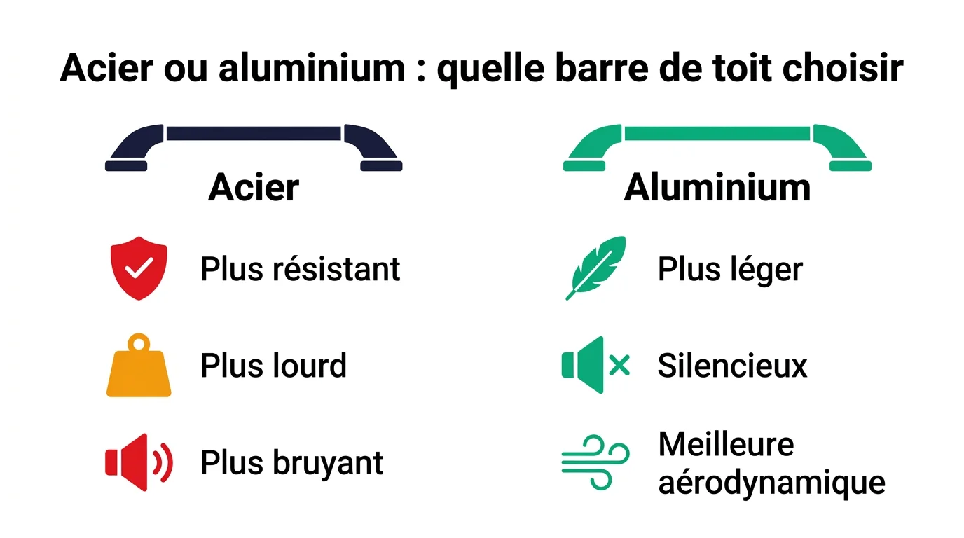 Comparaison entre les barres de toit en acier et en aluminium selon le poids, le prix et la résistance