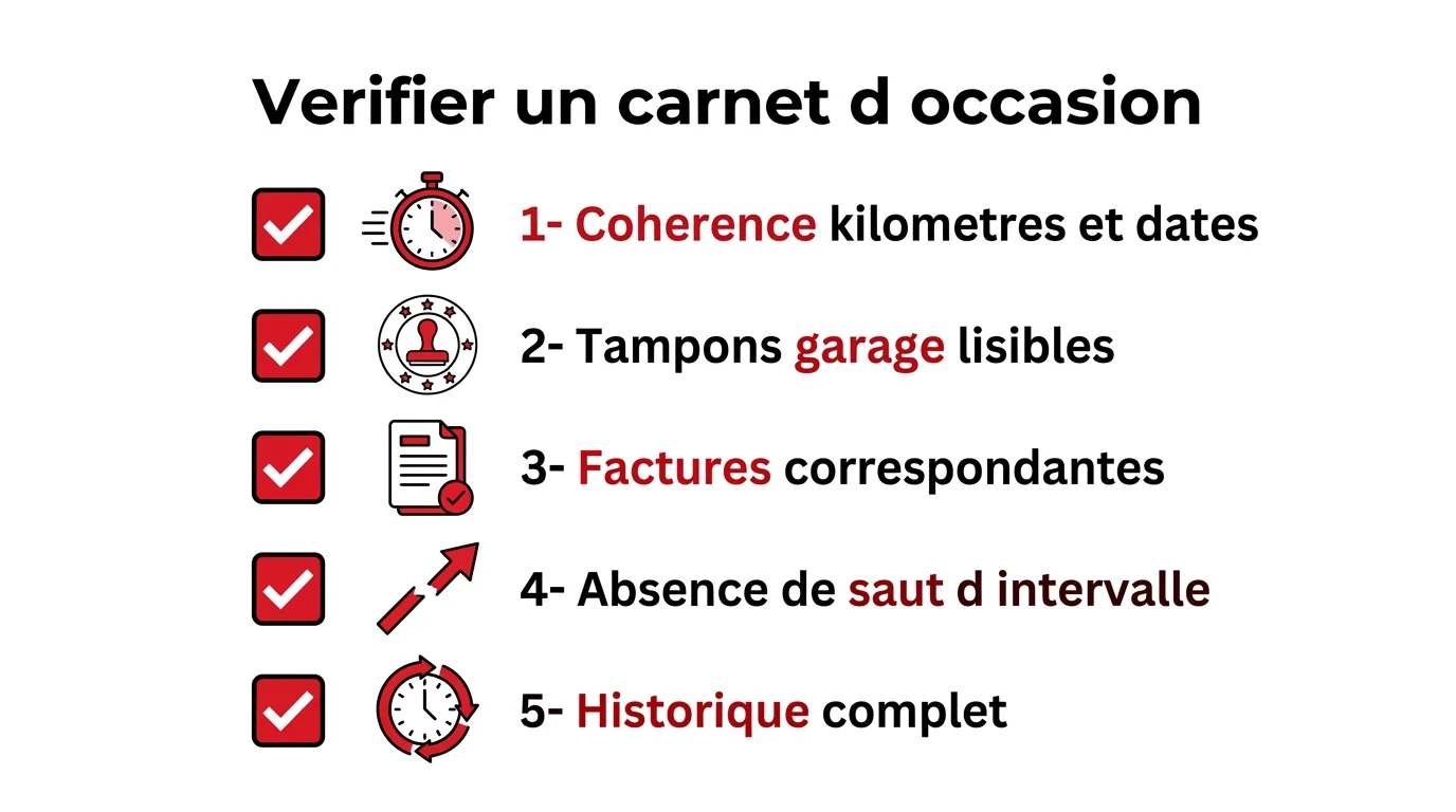 Checklist pour verifier le carnet d'entretien d'une voiture d'occasion : cinq points cles