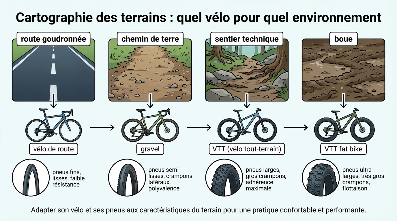 Cartographie des terrains : quel vélo pour quel environnement