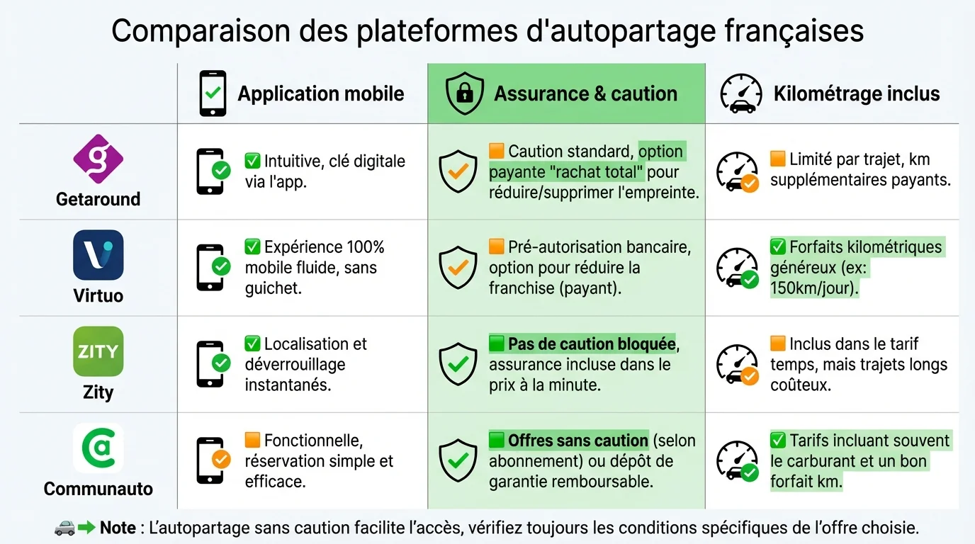 Comparaison des plateformes autopartage francaises