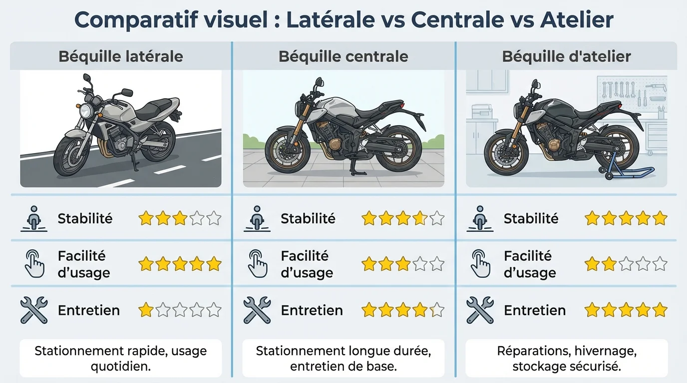 Comparatif visuel : Latérale vs Centrale vs Atelier