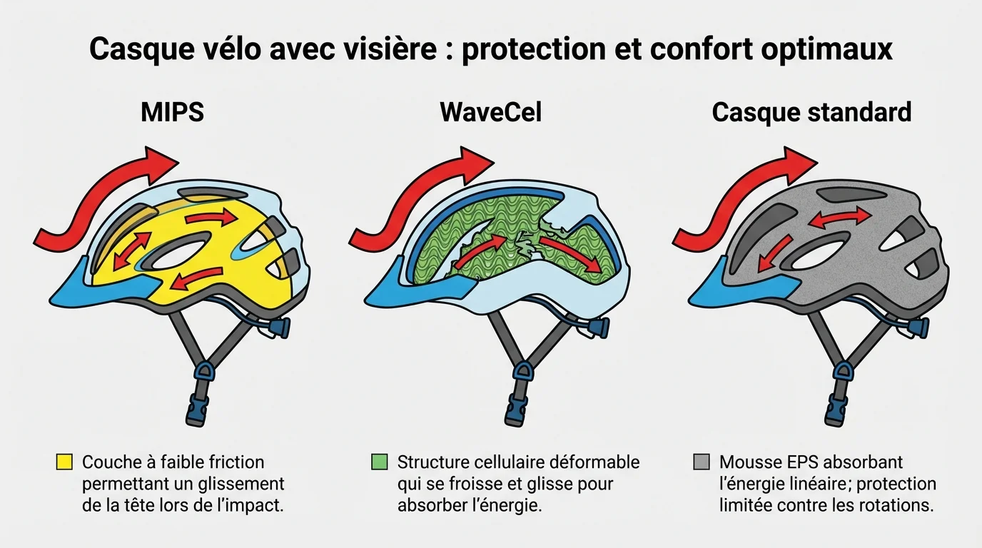 Comparatif visuel : MIPS vs WaveCel vs Casque standard