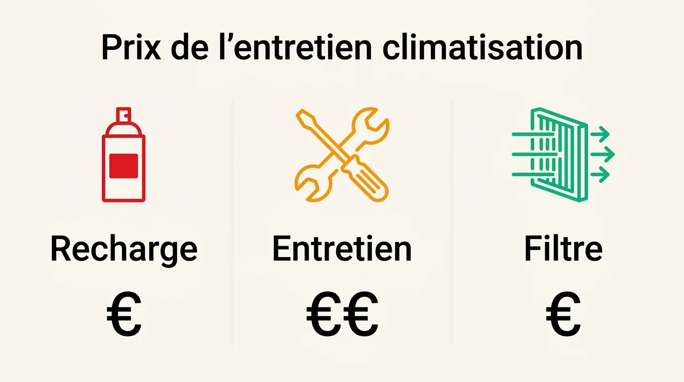 Comparatif des prestations d'entretien de climatisation : recharge simple, entretien complet et remplacement du filtre d'habitacle