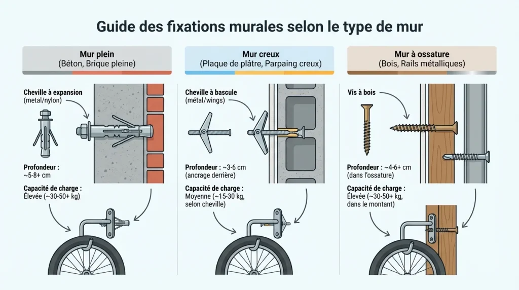 Guide des fixations murales selon le type de mur