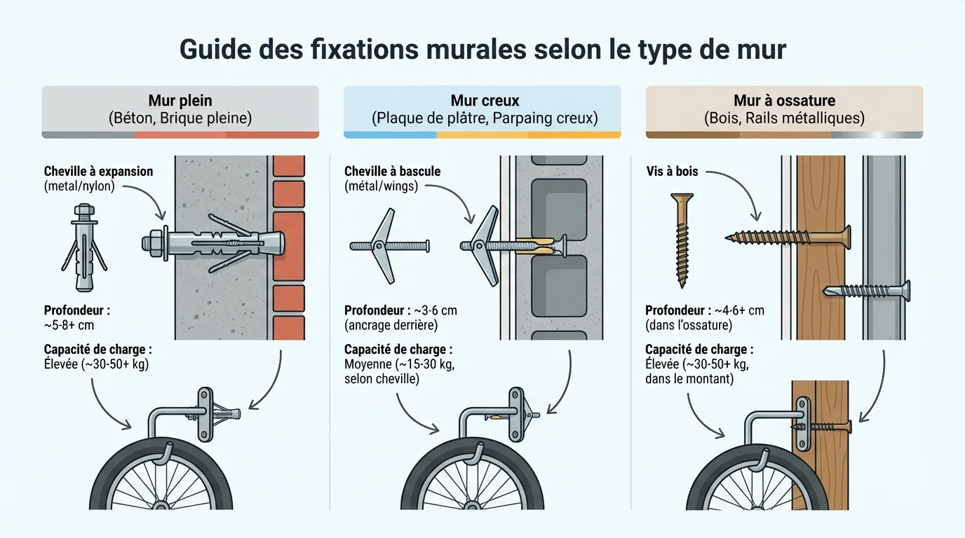 Guide des fixations murales selon le type de mur