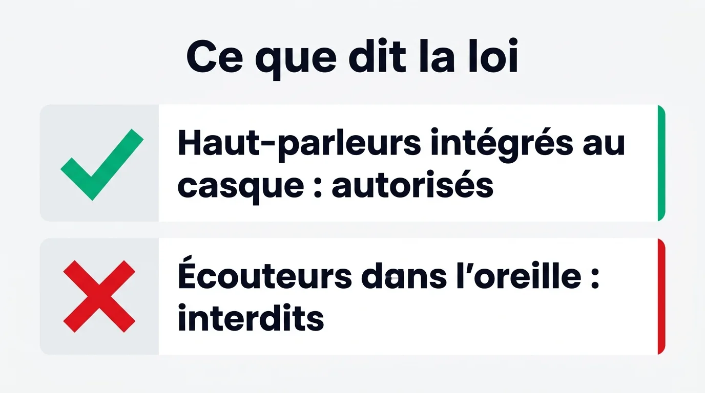 Légalité des intercoms moto : haut-parleurs intégrés au casque autorisés, écouteurs dans l'oreille interdits
