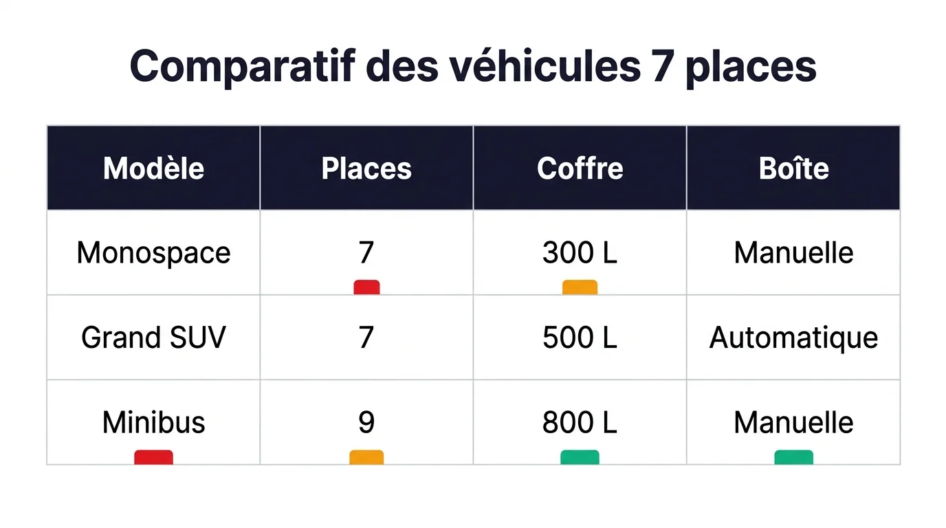 Comparatif des véhicules 7 places