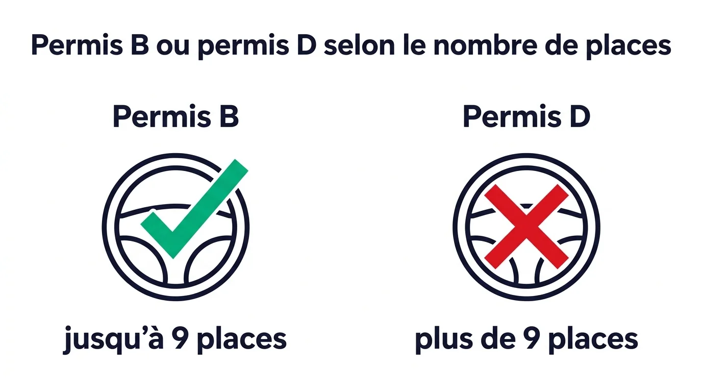 Permis B ou permis D selon le nombre de places