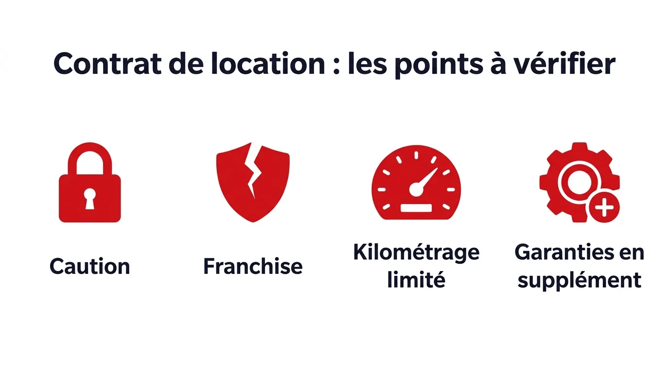 Points à vérifier dans un contrat de location : caution, franchise, kilométrage et garanties