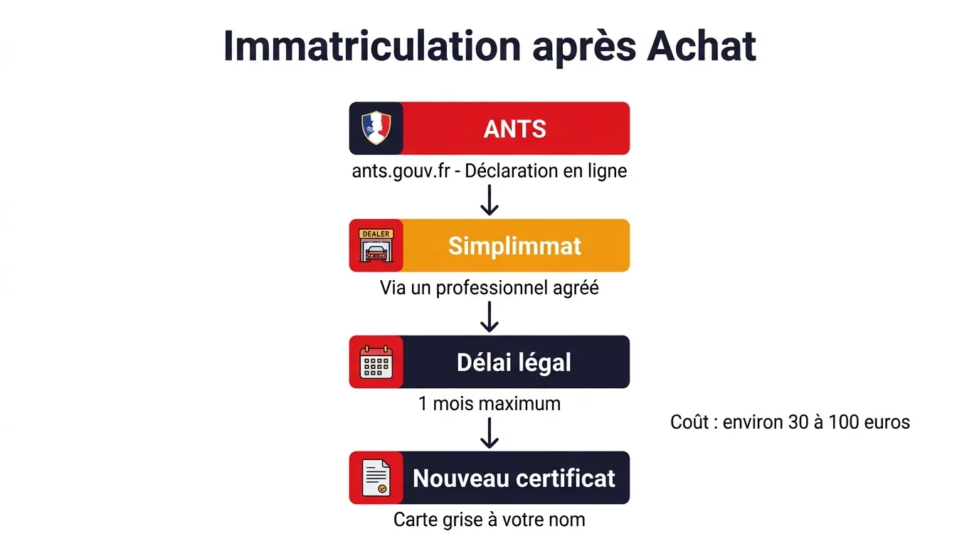 Schema des demarches d'immatriculation apres achat d'une voiture d'occasion
