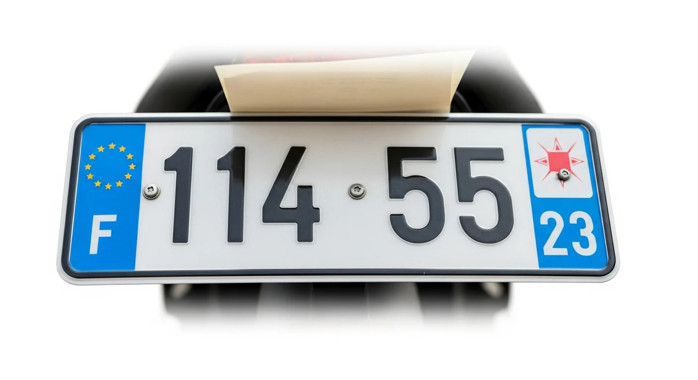 Plaque d'immatriculation et certificat d'immatriculation d'une moto