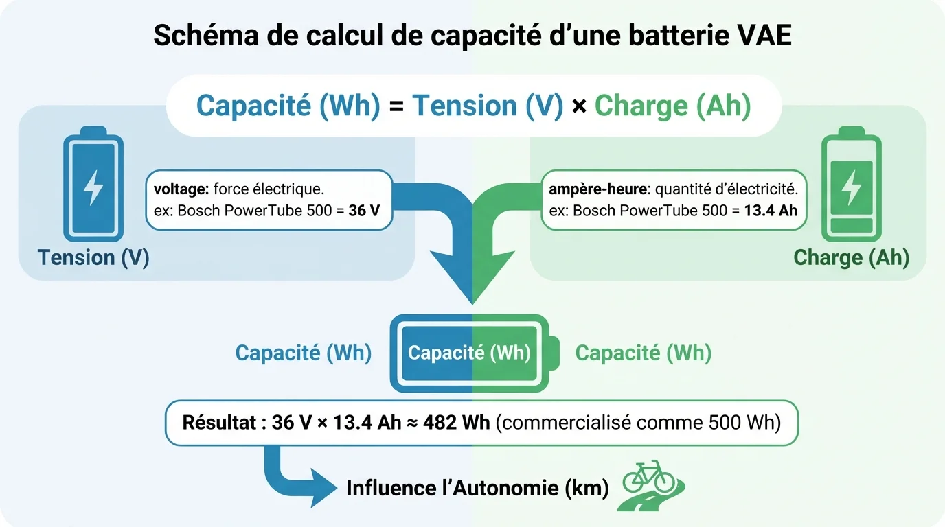 Schéma de calcul de capacité d'une batterie VAE