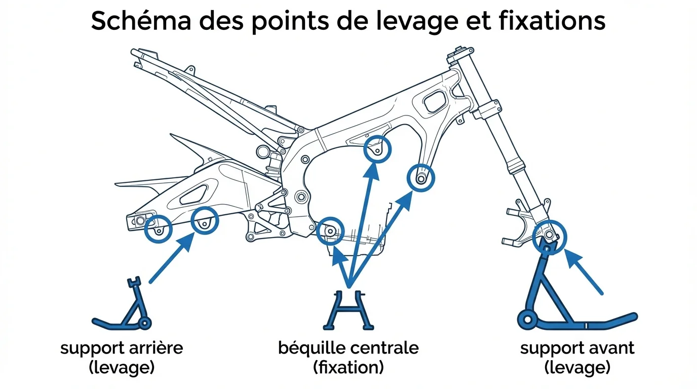 Schéma des points de levage et fixations
