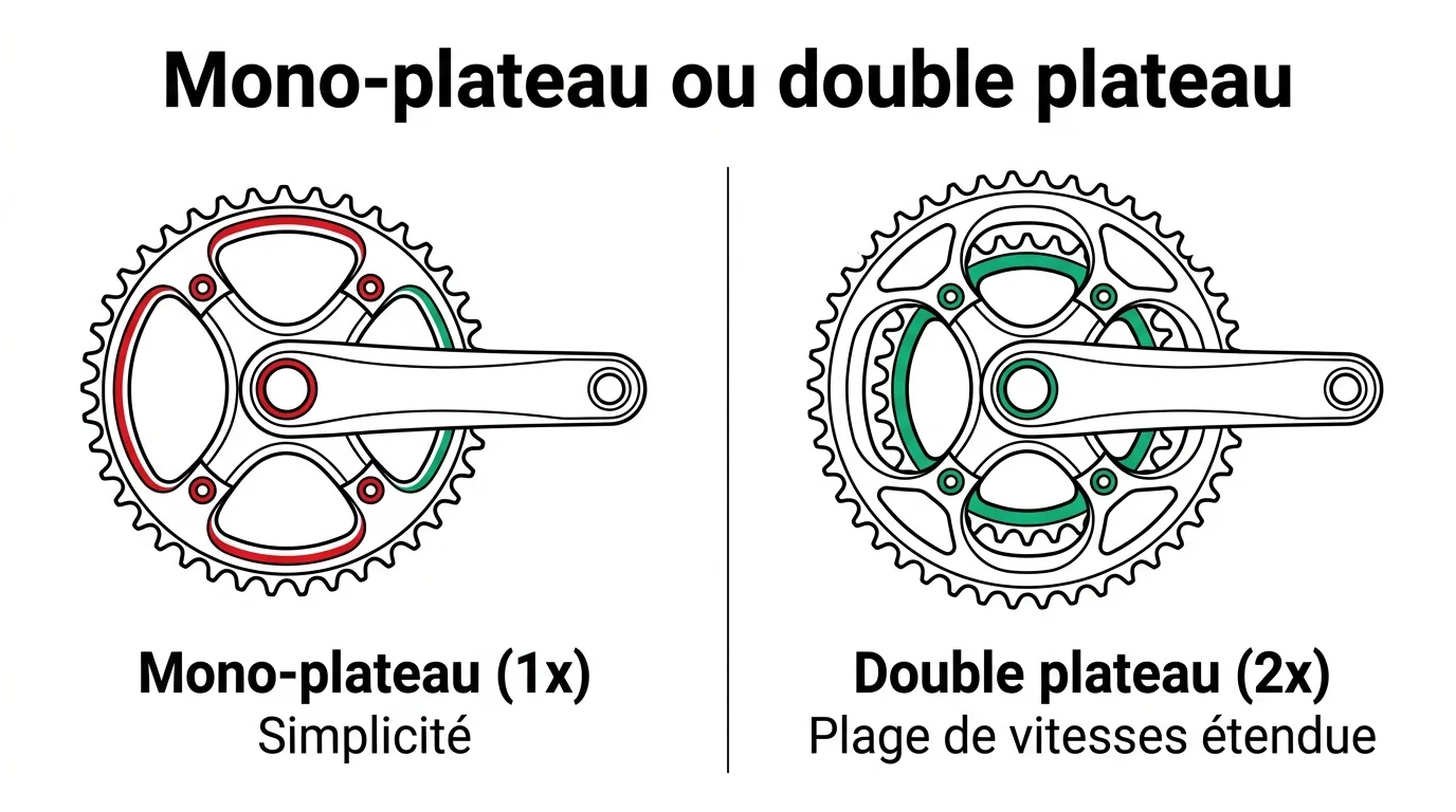 Comparaison mono-plateau et double plateau sur vélo gravel