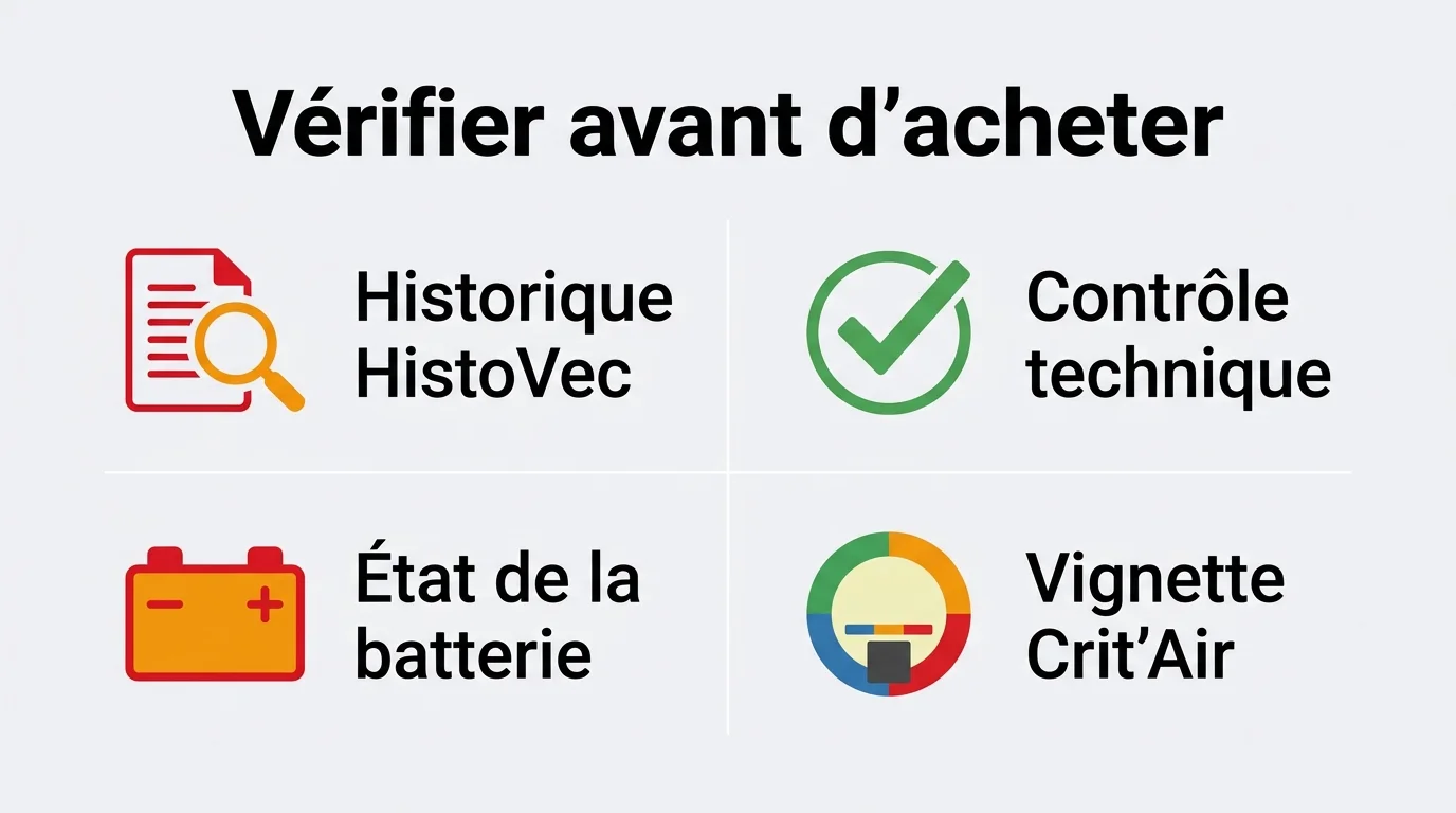 Vérifier une hybride d'occasion avant d'acheter : historique HistoVec, contrôle technique, état de la batterie, vignette Crit'Air
